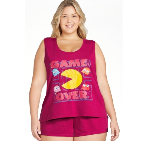 pac man Other - Pac Man Women's Plus Tank Top and Shorts Sleep Set Size 2XL